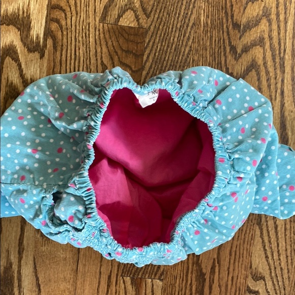 Turquoise with pink/white polka dots, Mini Boden lightweight corduroy skirt, 5-6 - Picture 10 of 12